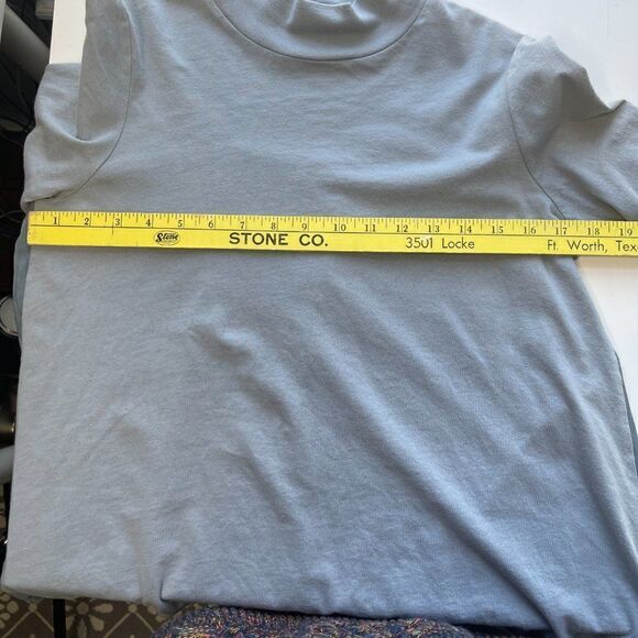 Anthropologie t.la Dusty Blue Mock Neck Short Sleeve Top,XXS‎ - Picture 5 of 9
